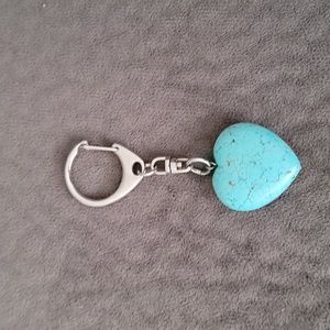 Turquoise Heart Keychain